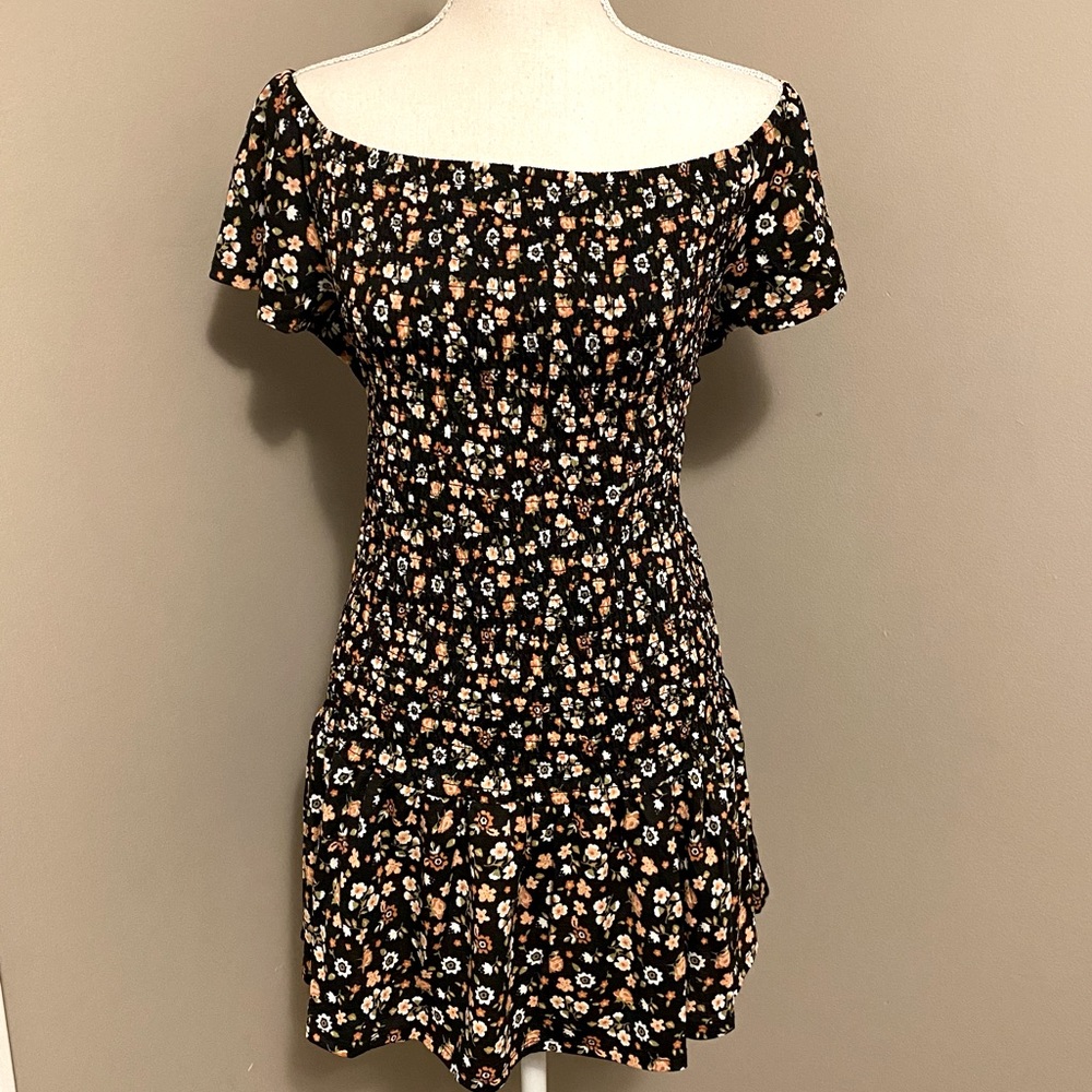 Smocked Floral Dress Ruffle Hem